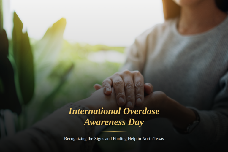 Title card reading International Overdose Awareness Day, recognizing the signs and finding help in North Texas