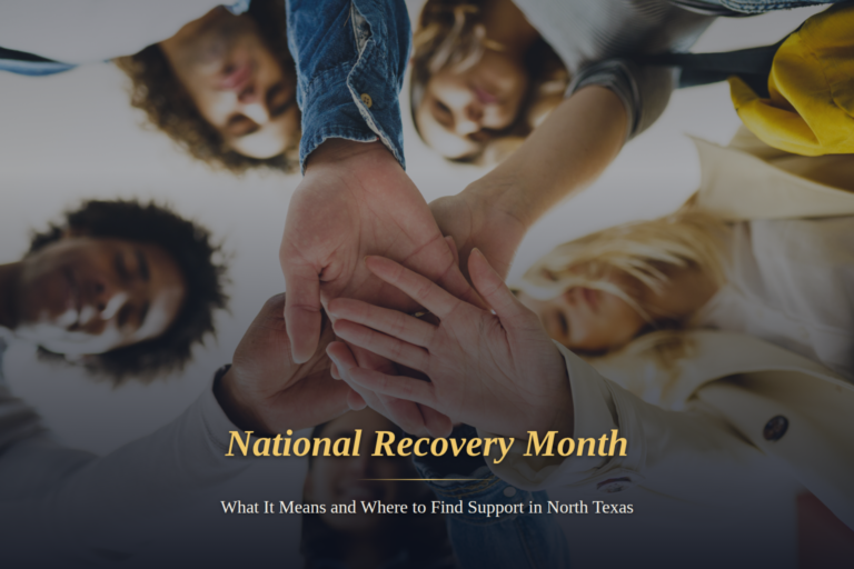 Title card reading National Recovery Month, what it means and where to find support in North Texas